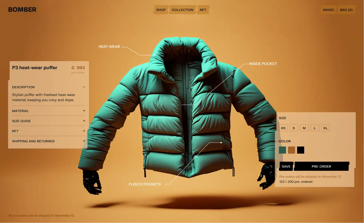 Bomber product page screenshot