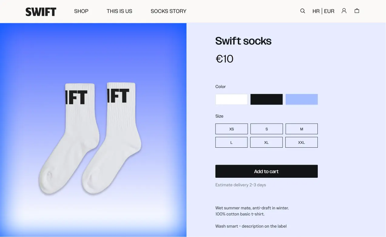 Swift product page screenshot
